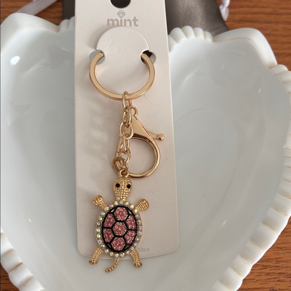 Gold Turtle Keychains with Rhinestones each sold separately - Picture 2 of 2